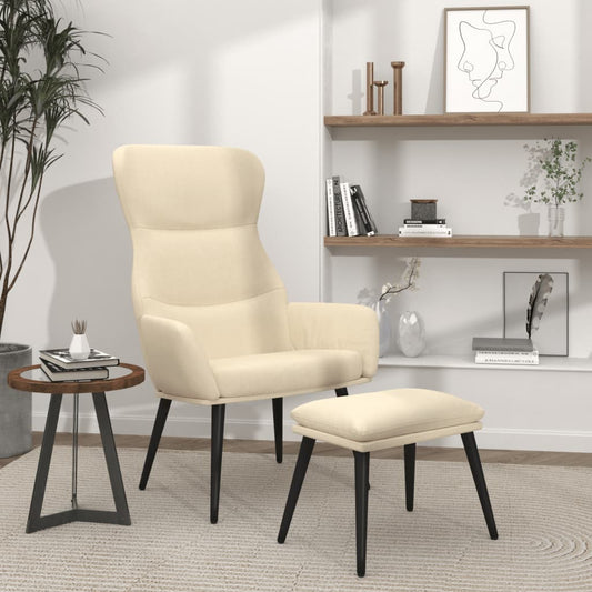 Relaxační Křeslo Se Stoličkou Krémové Textil