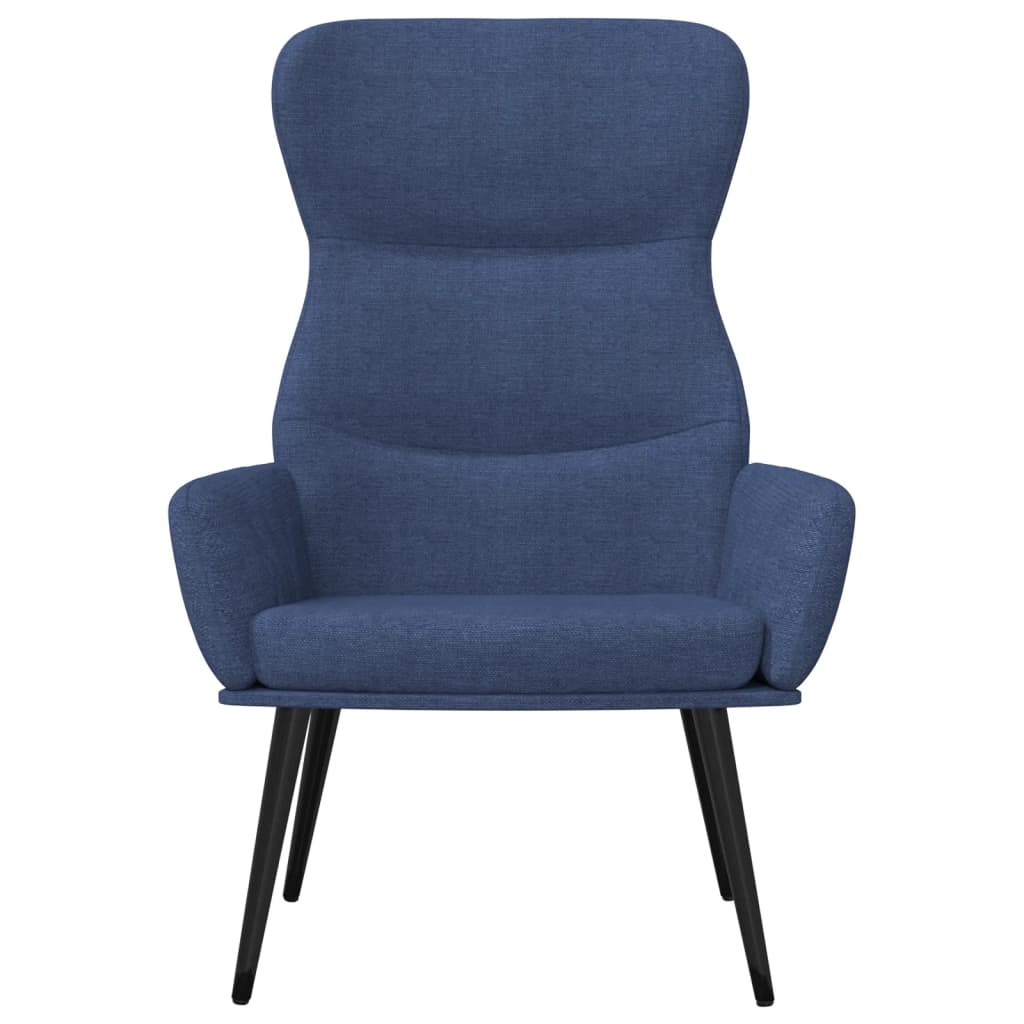 Relaxační Křeslo Se Stoličkou Modré Textil