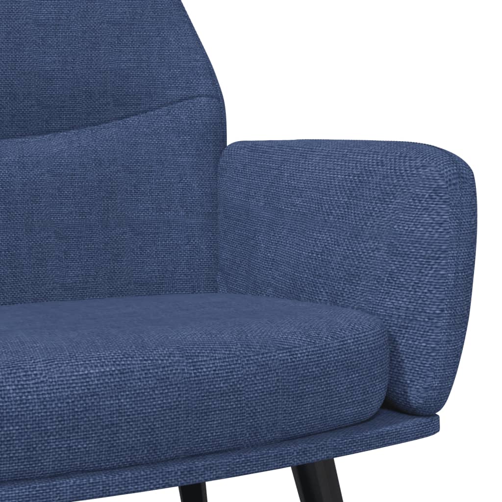 Relaxační Křeslo Se Stoličkou Modré Textil