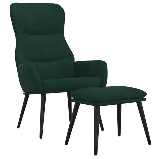 Relaxační Křeslo Se Stoličkou Tmavě Zelené Textil