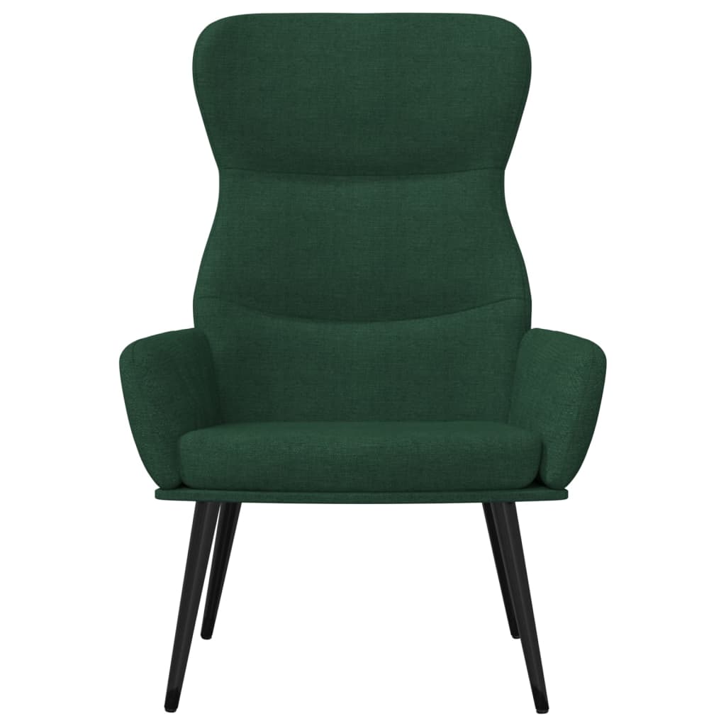 Relaxační Křeslo Se Stoličkou Tmavě Zelené Textil