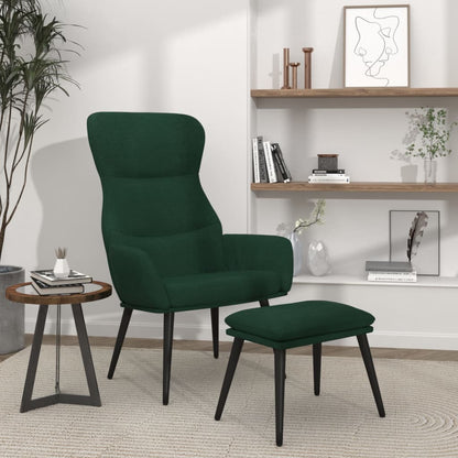 Relaxační Křeslo Se Stoličkou Tmavě Zelené Textil