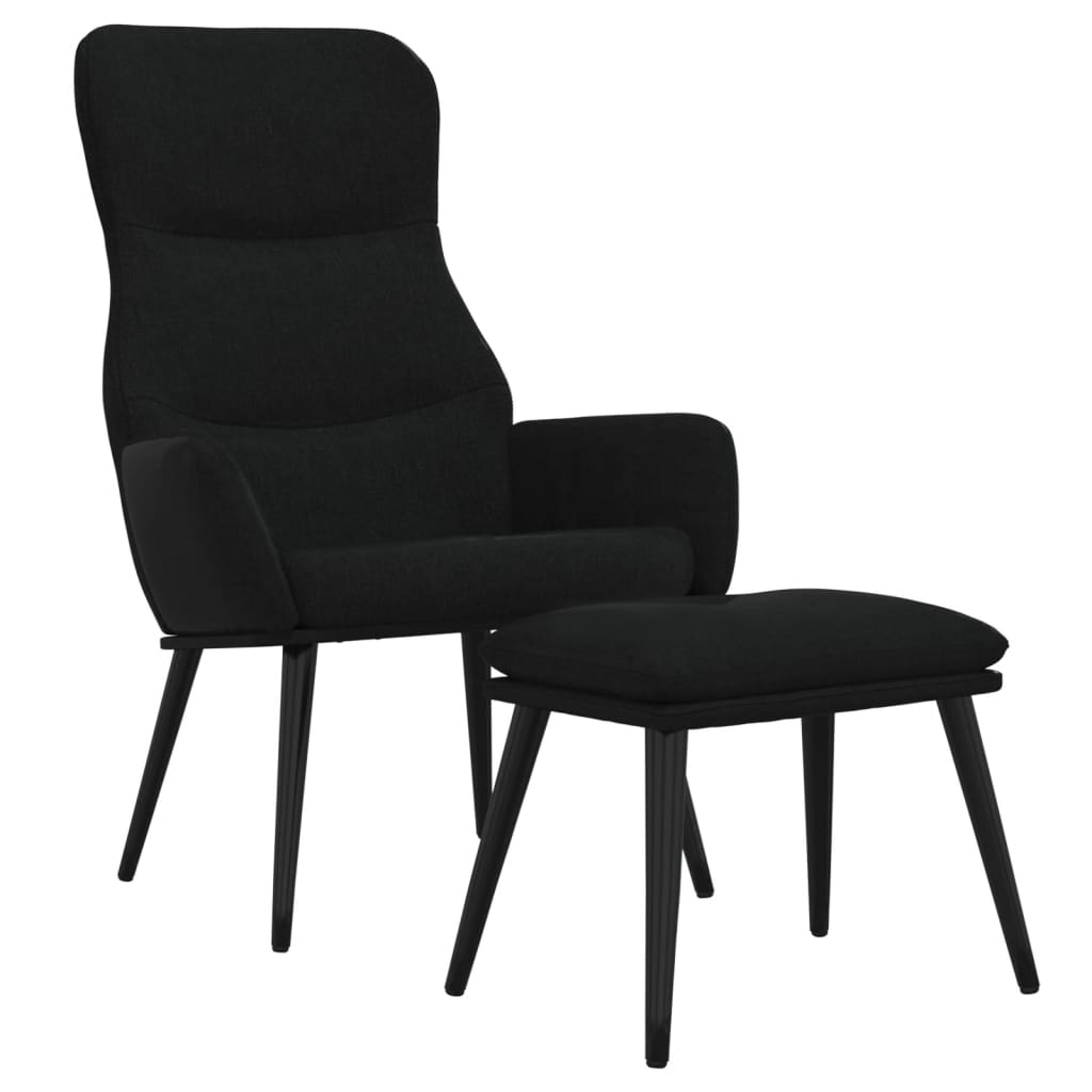 Relaxační Křeslo Se Stoličkou Černé Textil