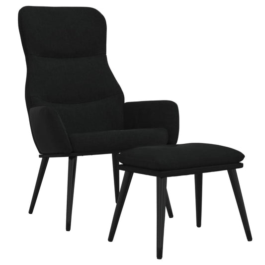 Relaxační Křeslo Se Stoličkou Černé Textil