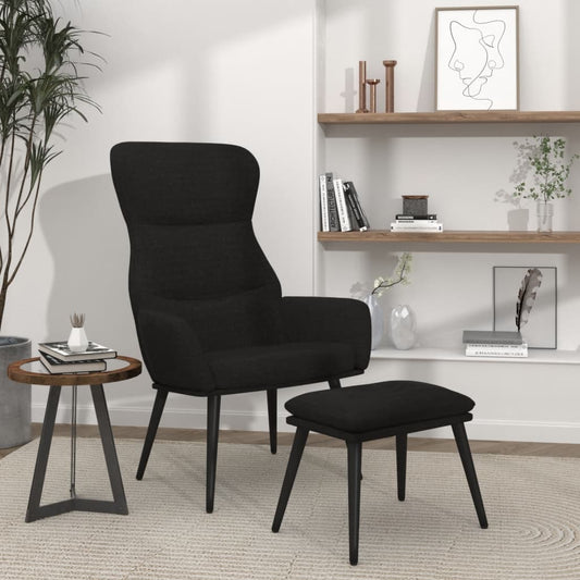 Relaxační Křeslo Se Stoličkou Černé Textil