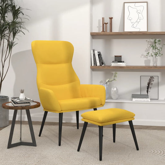 Relaxační Křeslo Se Stoličkou Hořčicově Žluté Textil