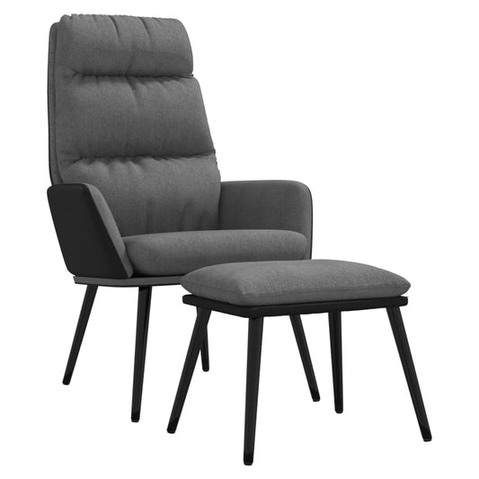 Relaxační Křeslo Se Stoličkou Světle Šedé Textil A Umělá Kůže