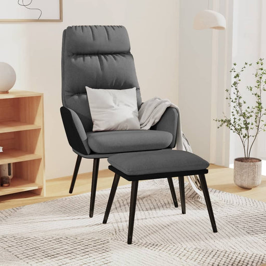 Relaxační Křeslo Se Stoličkou Světle Šedé Textil A Umělá Kůže