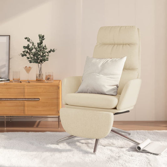 Relaxační Křeslo S Podnožkou Krémové Textil