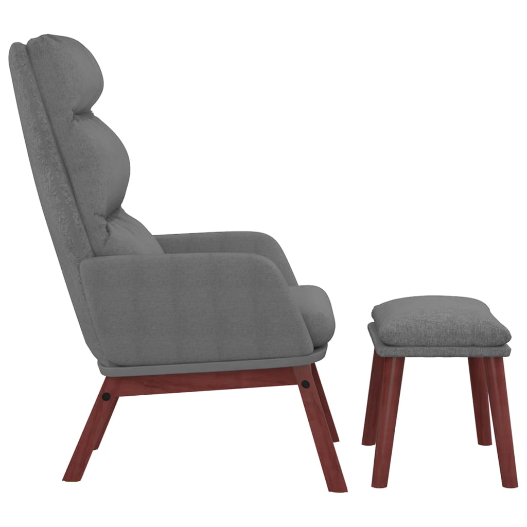 Relaxační Křeslo Se Stoličkou Světle Šedé Textil