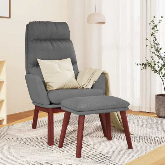 Relaxační Křeslo Se Stoličkou Světle Šedé Textil