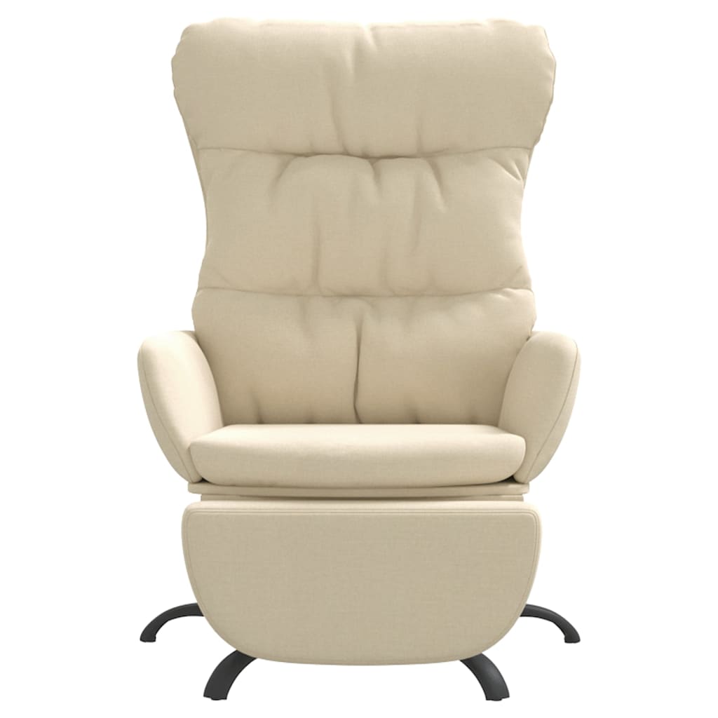 Relaxační Křeslo S Podnožkou Krémové Textil