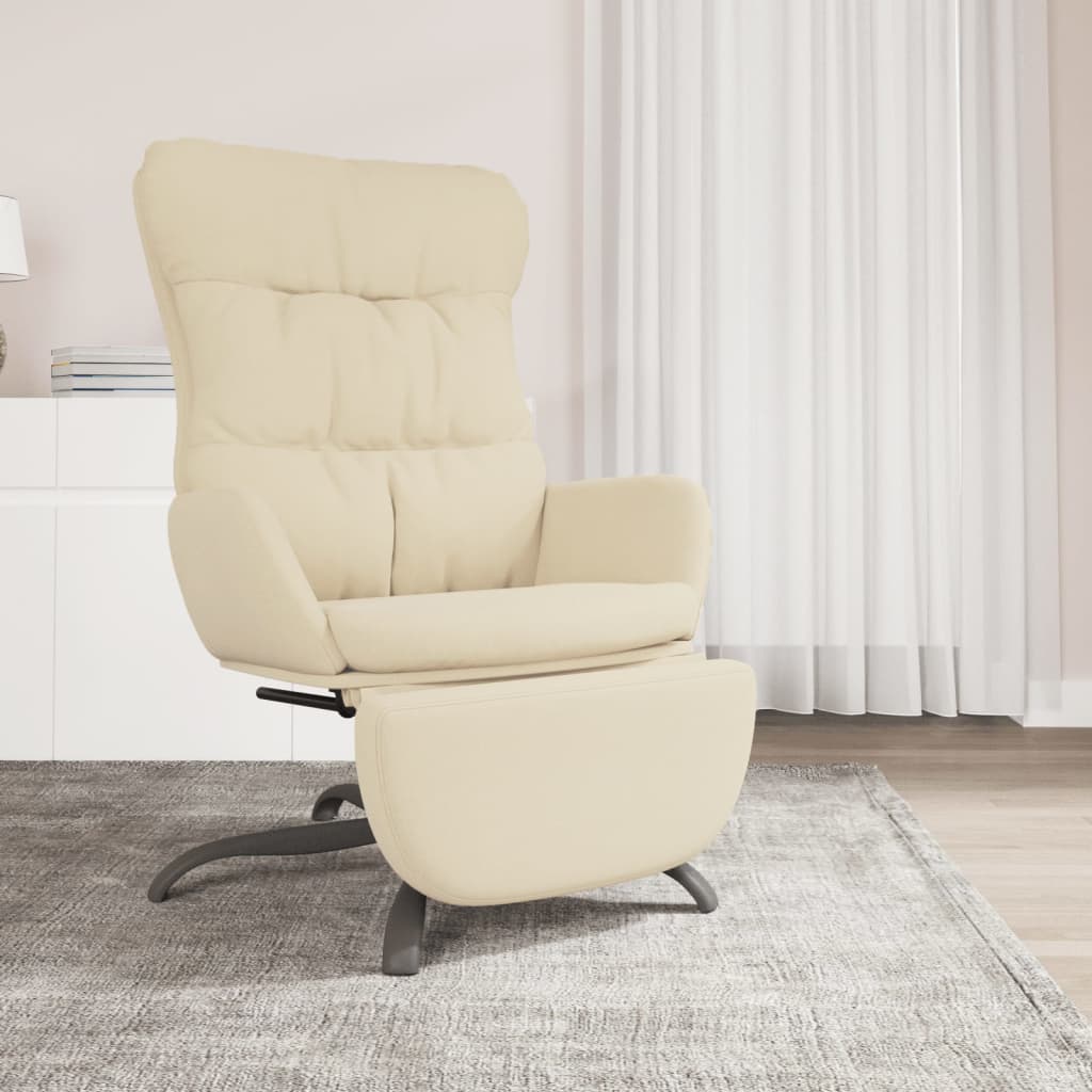 Relaxační Křeslo S Podnožkou Krémové Textil