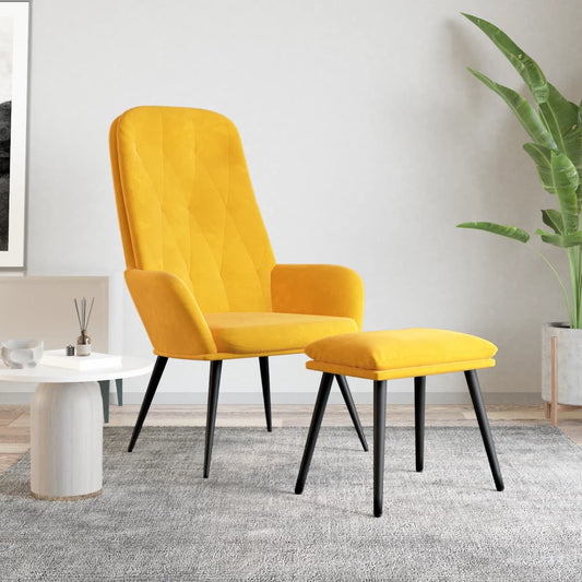 Relaxační Křeslo S Podnožkou Hořčicově Žluté Samet