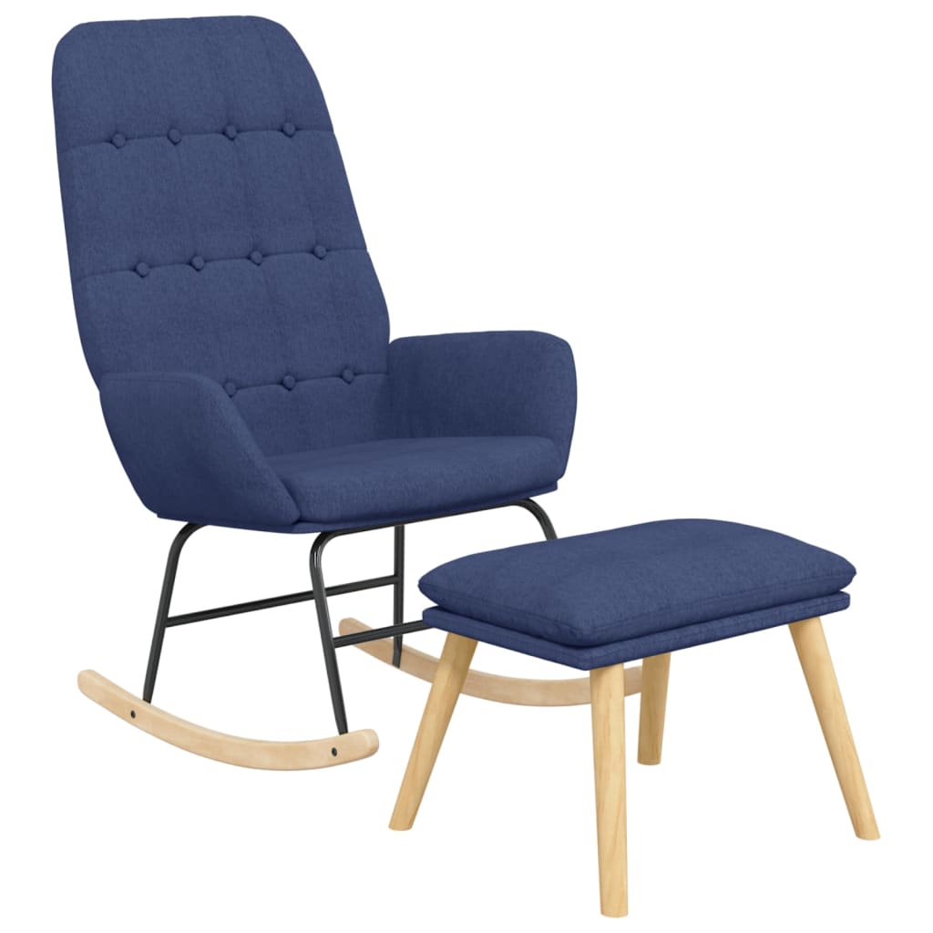 Houpací Křeslo S Podnožkou Modré Textil