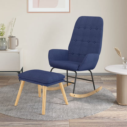 Houpací Křeslo S Podnožkou Modré Textil