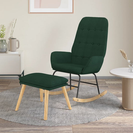 Houpací Křeslo S Podnožkou Tmavě Zelené Textil