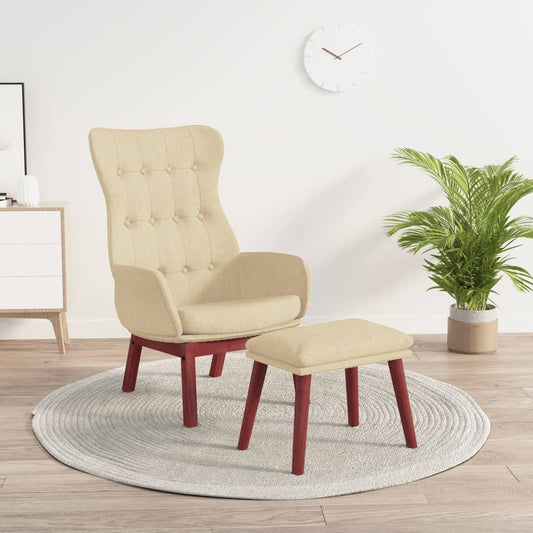 Relaxační Křeslo S Podnožkou Krémové Textil