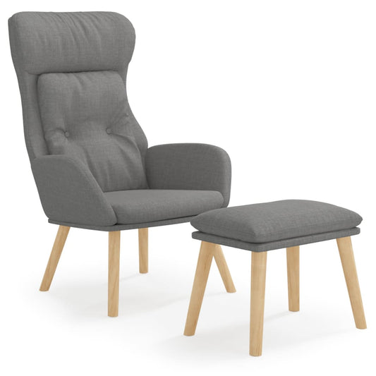 Relaxační Křeslo S Podnožkou Světle Šedé Textil