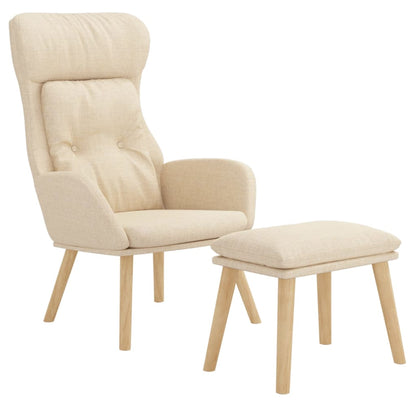 Relaxační Křeslo S Podnožkou Krémové Textil