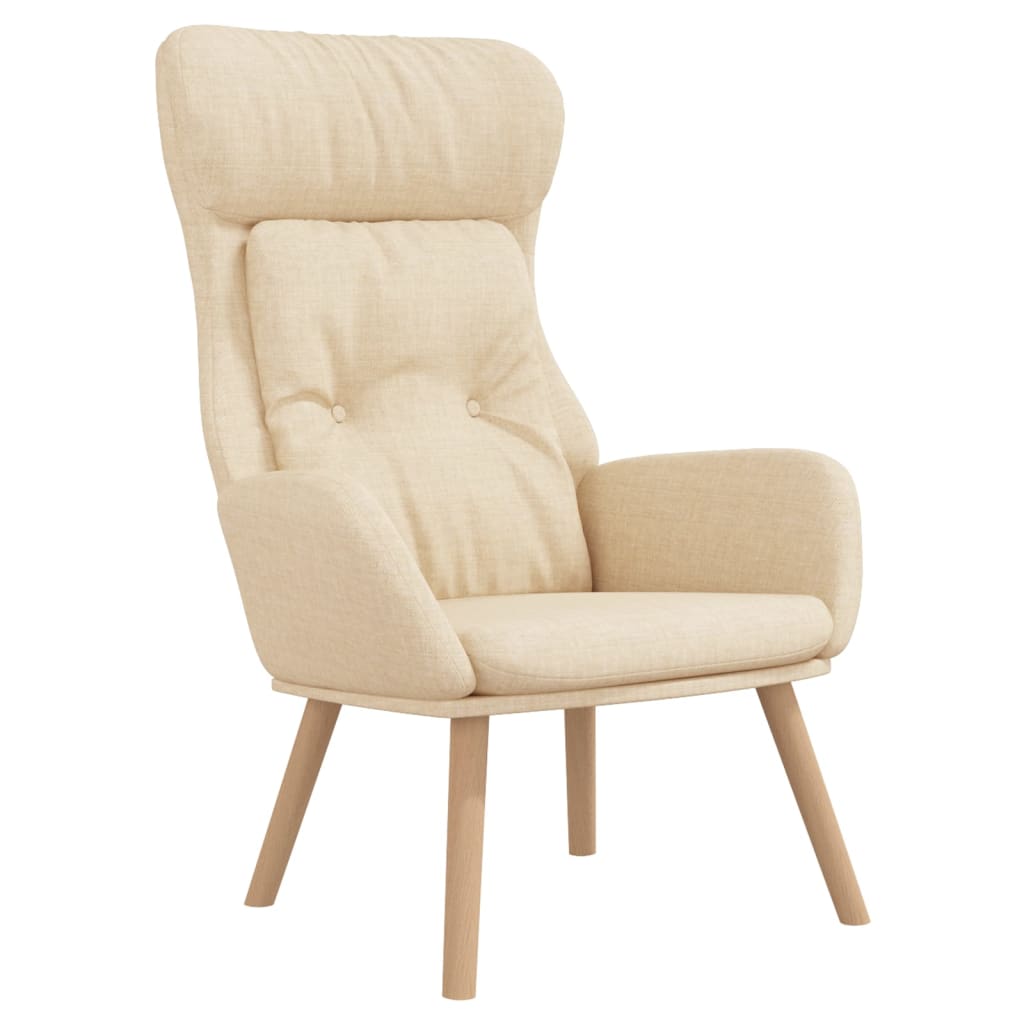 Relaxační Křeslo S Podnožkou Krémové Textil