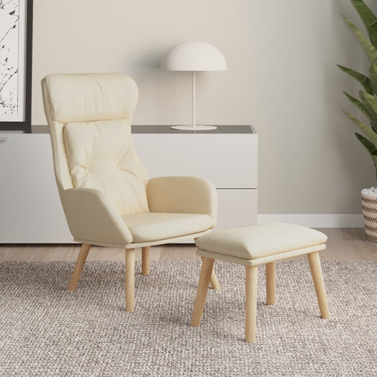 Relaxační Křeslo S Podnožkou Krémové Textil