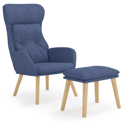 Relaxační Křeslo S Podnožkou Modré Textil