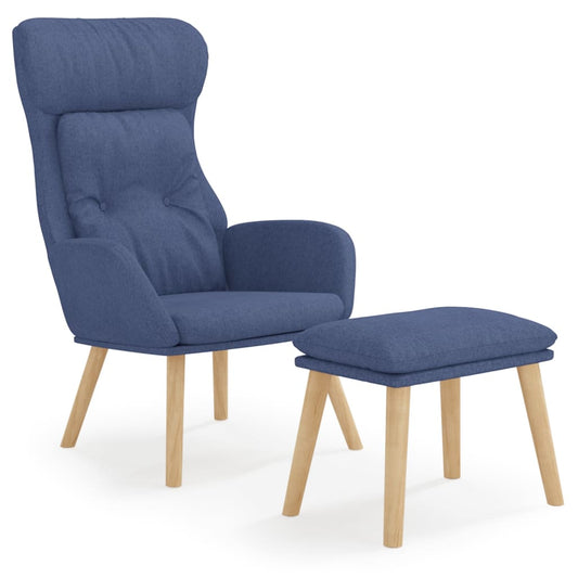Relaxační Křeslo S Podnožkou Modré Textil