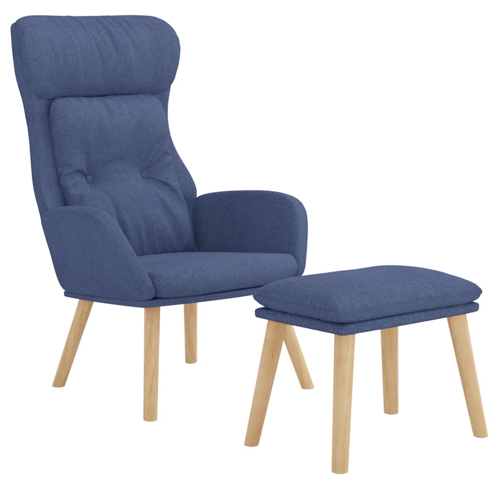 Relaxační Křeslo S Podnožkou Modré Textil