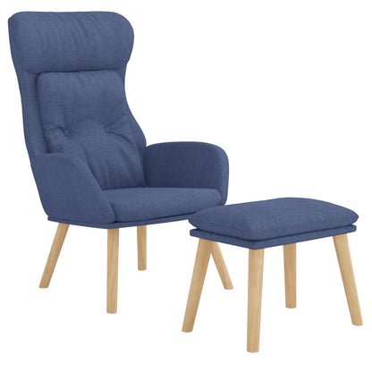 Relaxační Křeslo S Podnožkou Modré Textil