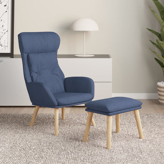 Relaxační Křeslo S Podnožkou Modré Textil