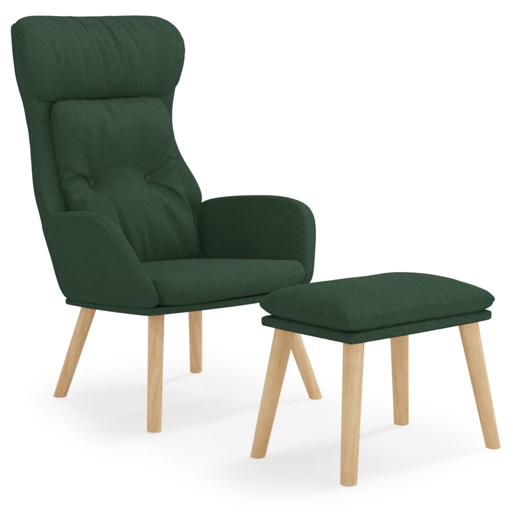 Relaxační Křeslo S Podnožkou Tmavě Zelené Textil