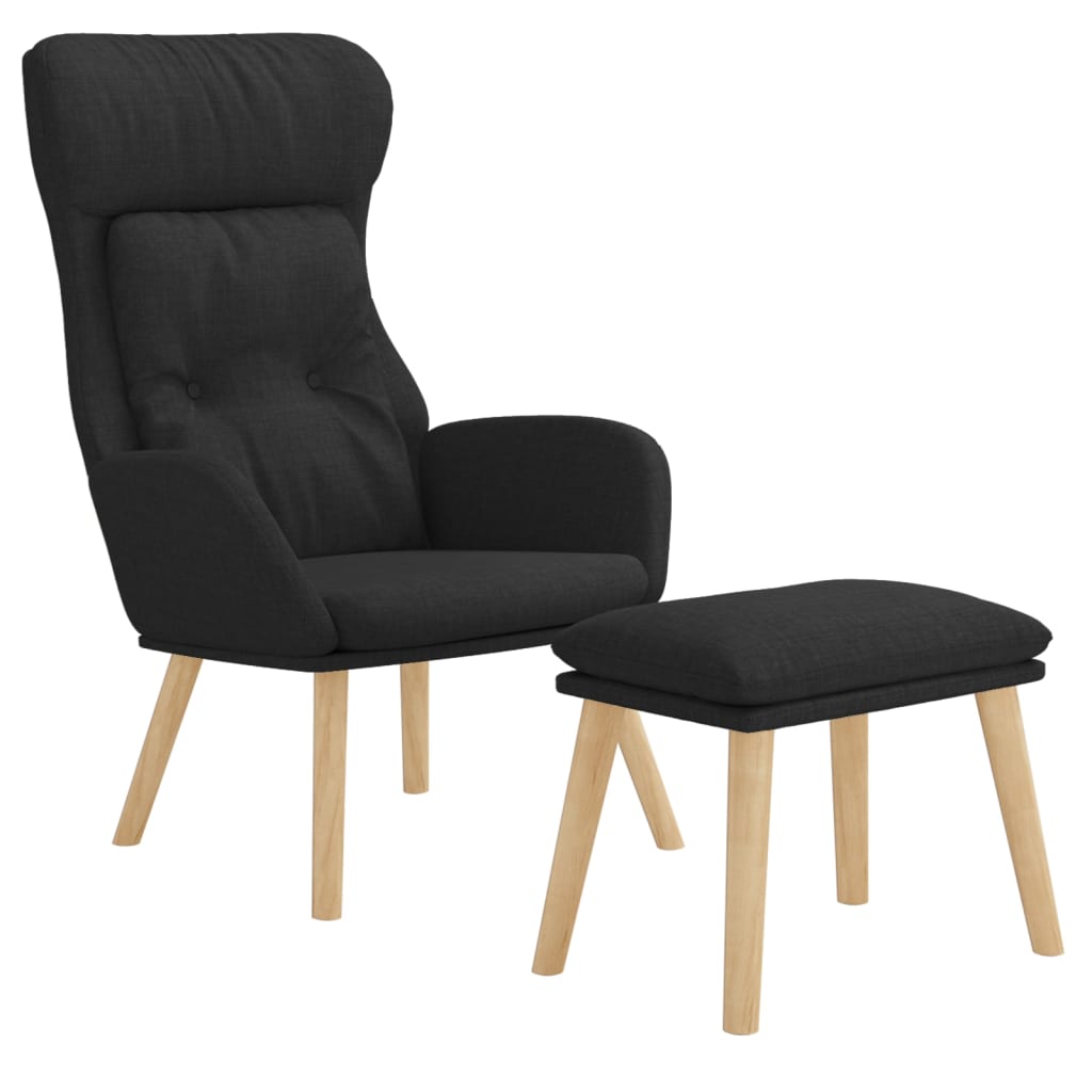 Relaxační Křeslo S Podnožkou Černé Textil