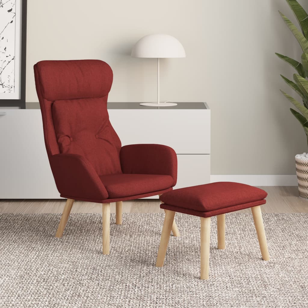 Relaxační Křeslo S Podnožkou Vínové Textil
