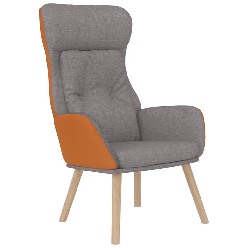 Relaxační Křeslo S Podnožkou Světle Šedá Umělá Kůže A Textil