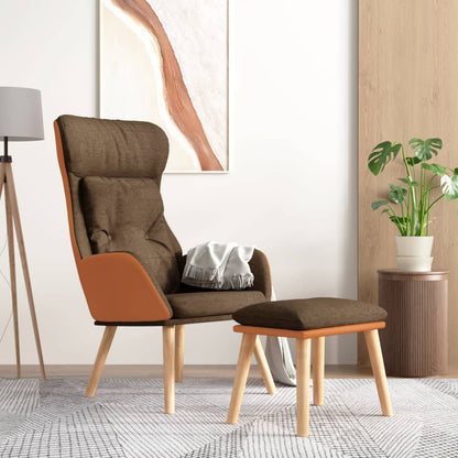 Relaxační Křeslo S Podnožkou Hnědá Umělá Kůže A Textil