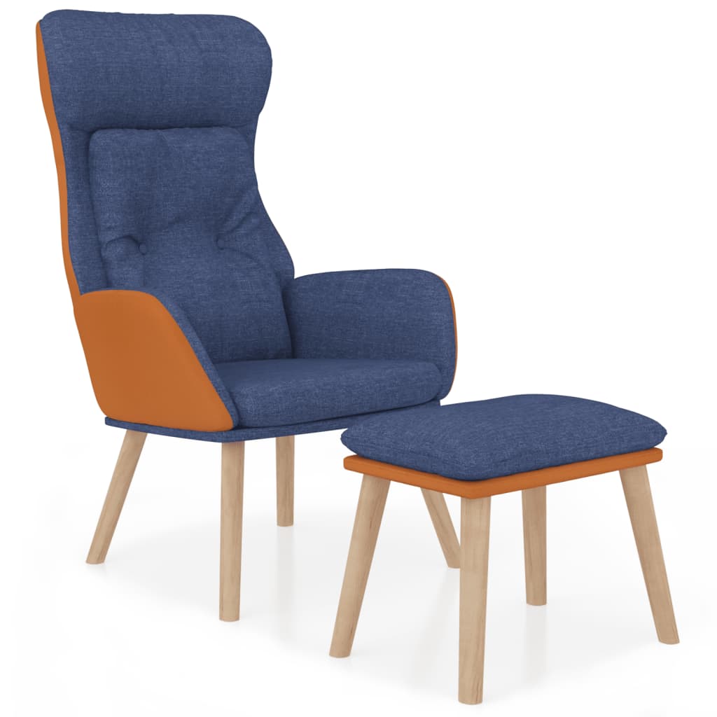 Relaxační Křeslo S Podnožkou Modré Umělá Kůže A Textil