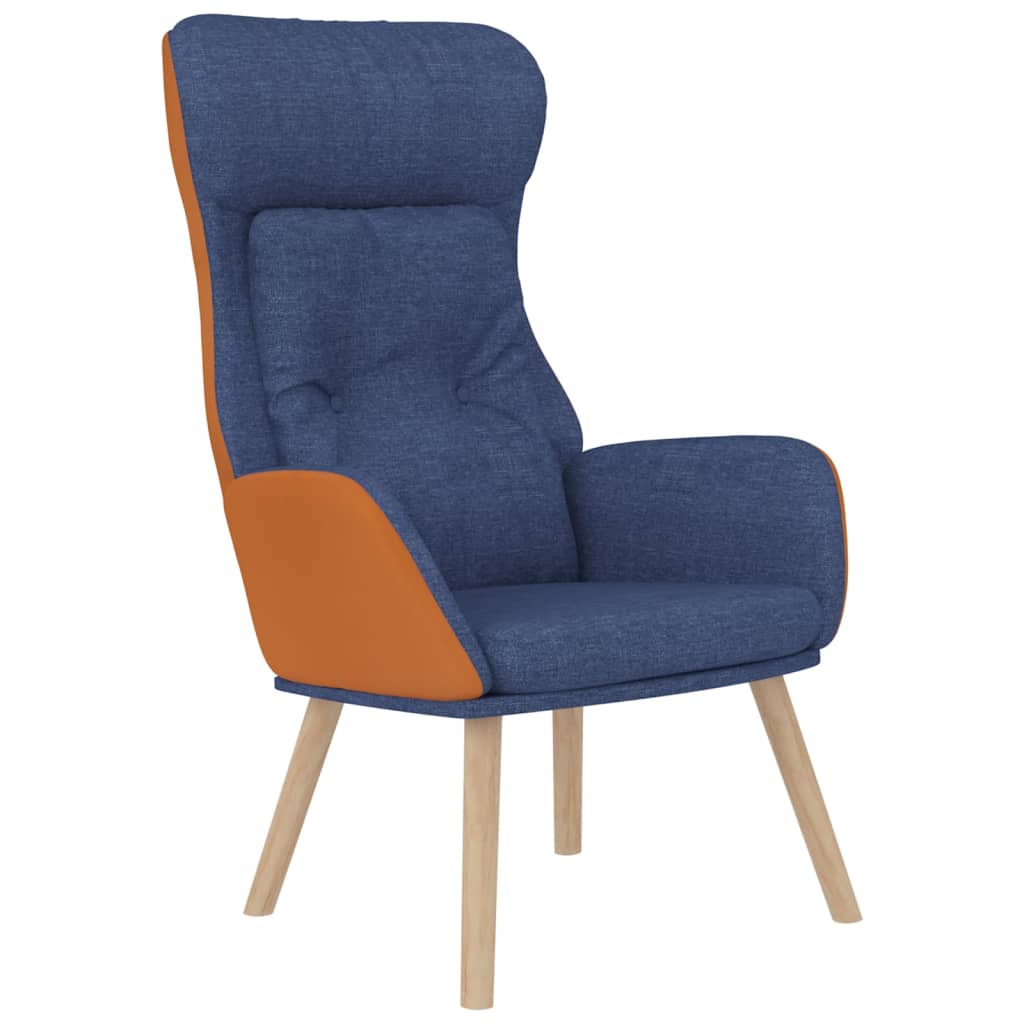 Relaxační Křeslo S Podnožkou Modré Umělá Kůže A Textil