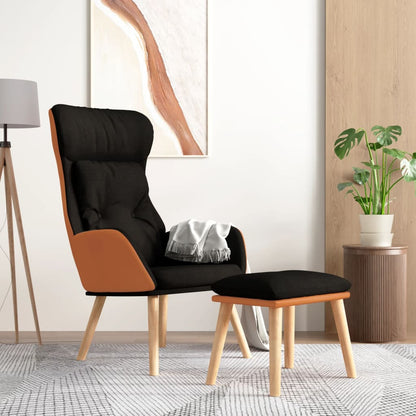 Relaxační Křeslo S Podnožkou Černá Umělá Kůže A Textil