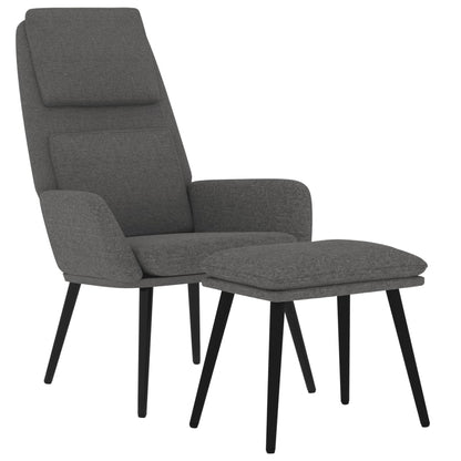 Relaxační Křeslo Se Stoličkou Světle Šedé Textil