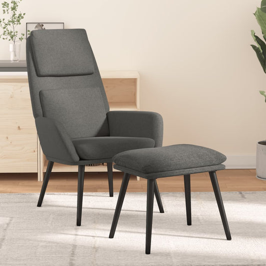 Relaxační Křeslo Se Stoličkou Světle Šedé Textil