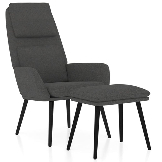 Relaxační Křeslo Se Stoličkou Tmavě Šedé Textil