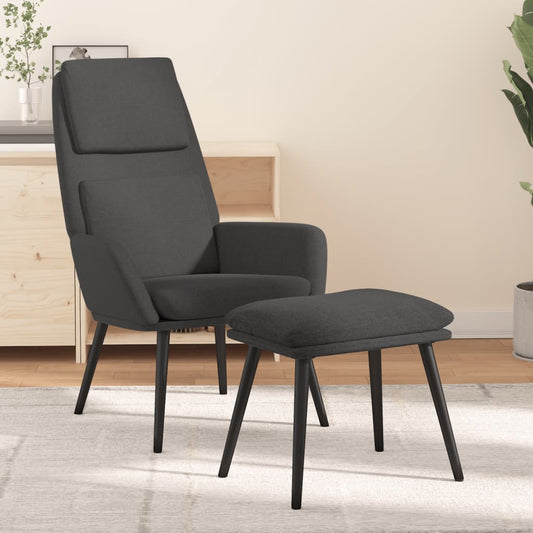 Relaxační Křeslo Se Stoličkou Tmavě Šedé Textil