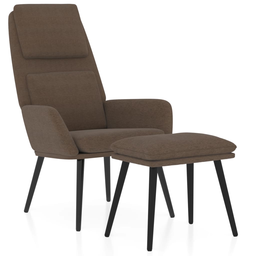 Relaxační Křeslo Se Stoličkou Hnědé Textil