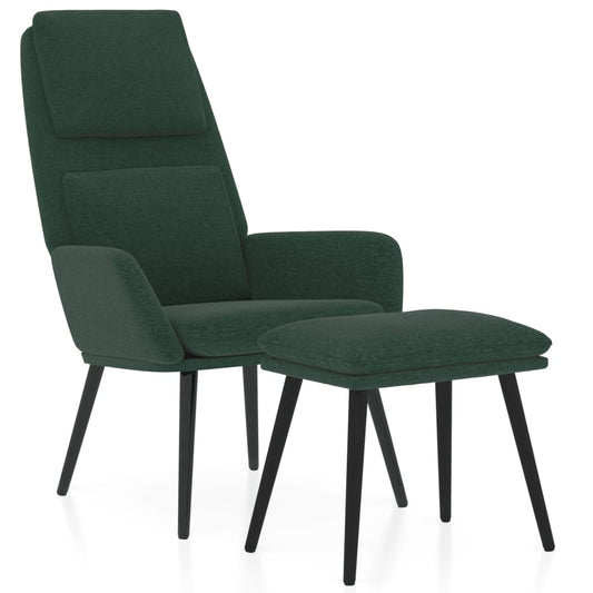 Relaxační Křeslo Se Stoličkou Tmavě Zelené Textil