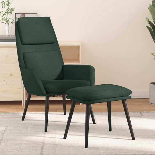 Relaxační Křeslo Se Stoličkou Tmavě Zelené Textil