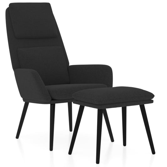 Relaxační Křeslo Se Stoličkou Černé Textil