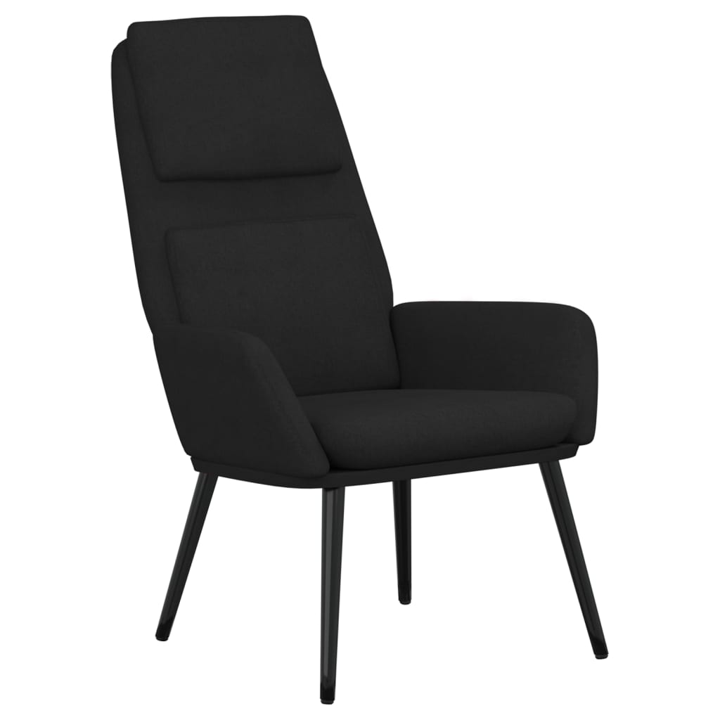 Relaxační Křeslo Se Stoličkou Černé Textil