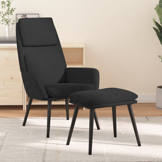 Relaxační Křeslo Se Stoličkou Černé Textil