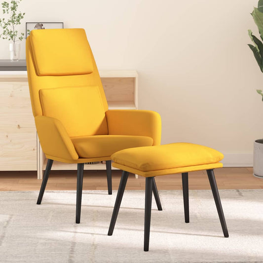Relaxační Křeslo Se Stoličkou Hořčicově Žluté Textil